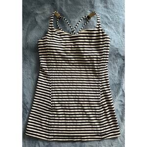 Lululemon Free To‎ Be Tank Black White Stripe Strappy Back Size 4